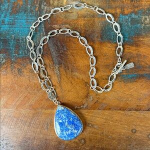Jes MaHarry Azurite Sterling Silver chunky chain necklace. New in box.
